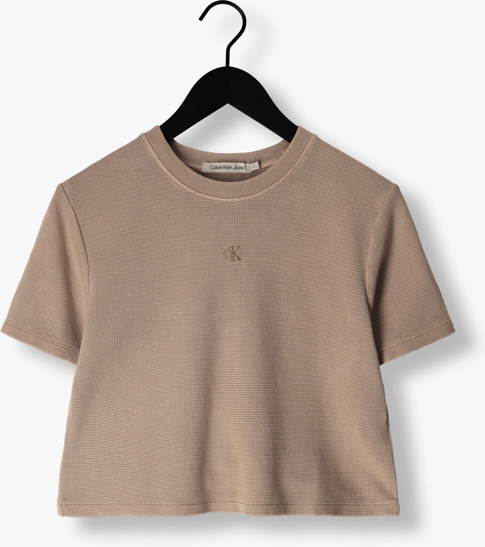 CALVIN KLEIN lichtgrijze calvin klein t-shirt waffle tee