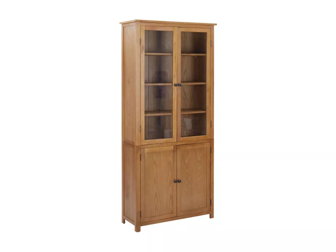 Bibliothèque avec 4 portes 90x35x200 cm Bois de chêne et verre