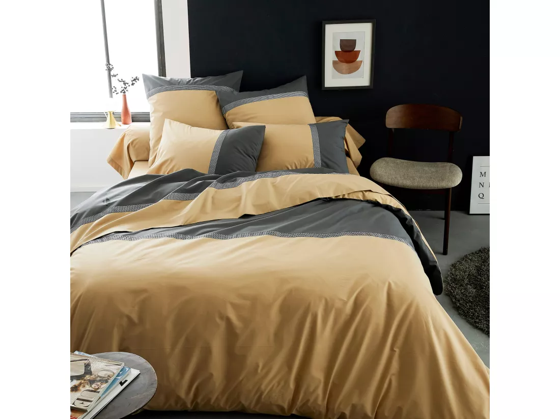 Housse de couette 280x240 cm percale coton MACASSAR Moka