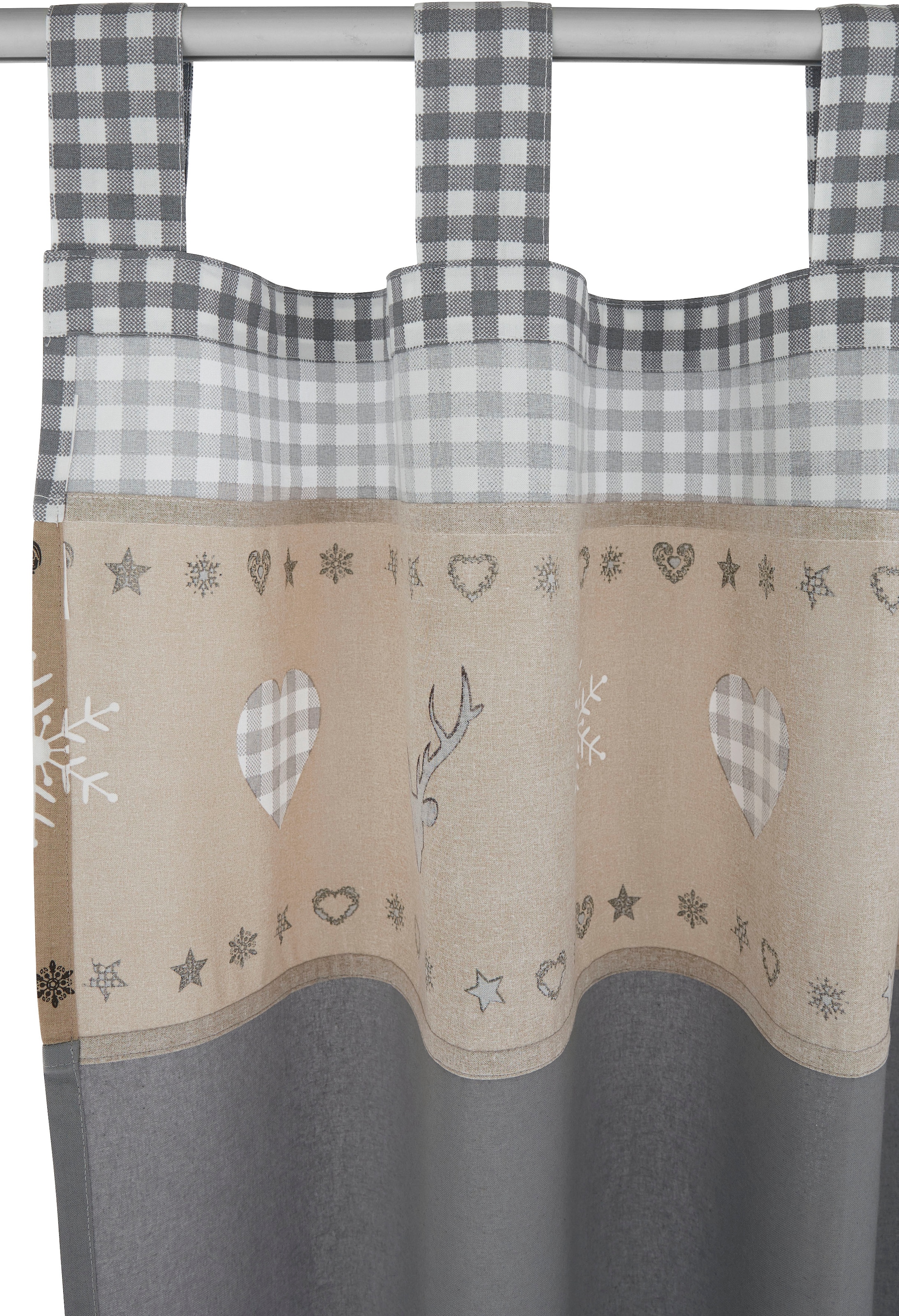 my home Vorhang »Xaver« Schlaufen 1 Stk. tlg. Karo-Design, inkl. Raffhalter, Bio Baumwolle, Herz, Landhaus