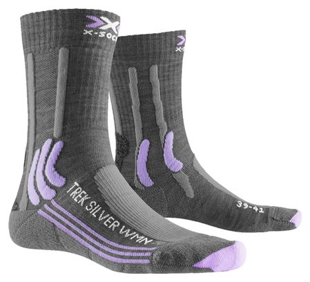 Chaussettes X-SOCKS Trek Silver Femme Gris/Lavande