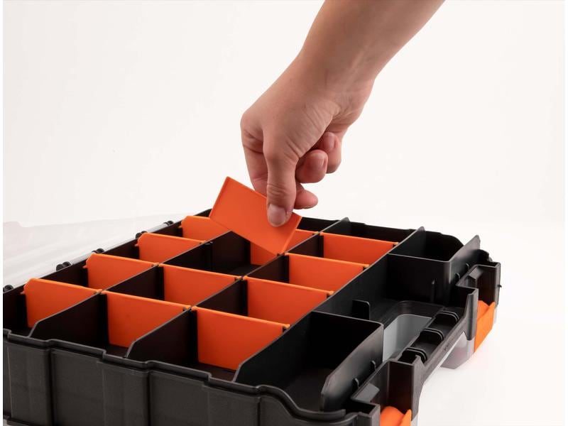 Delock Sortimentskasten Orange / Schwarz 34 Fächer Delock Sortimentsbox mit 34 Fächern 320 x 270 x 80 mm Orange / Schwarz