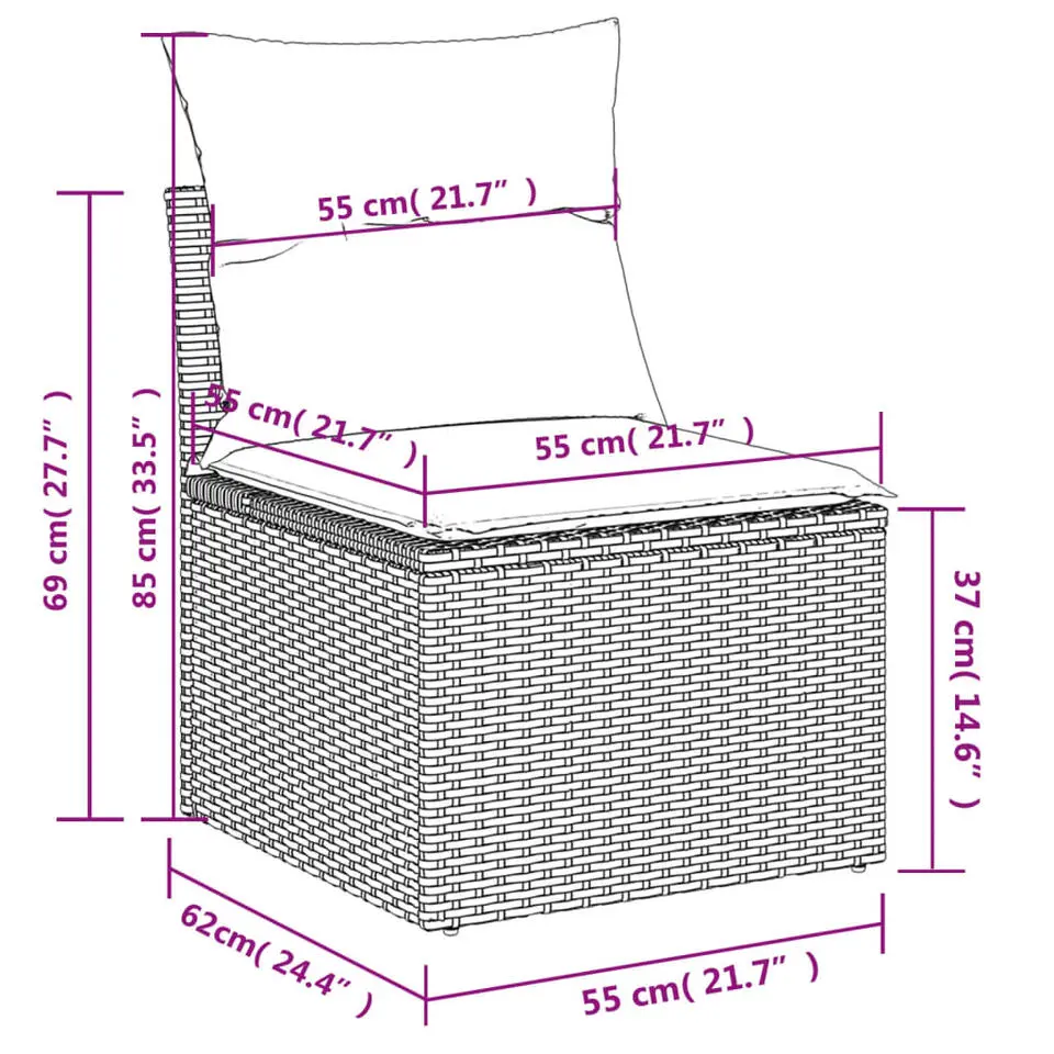 vidaXL - Loungeset - Zwart - Poly rattan - 13 stuks - Met kussens