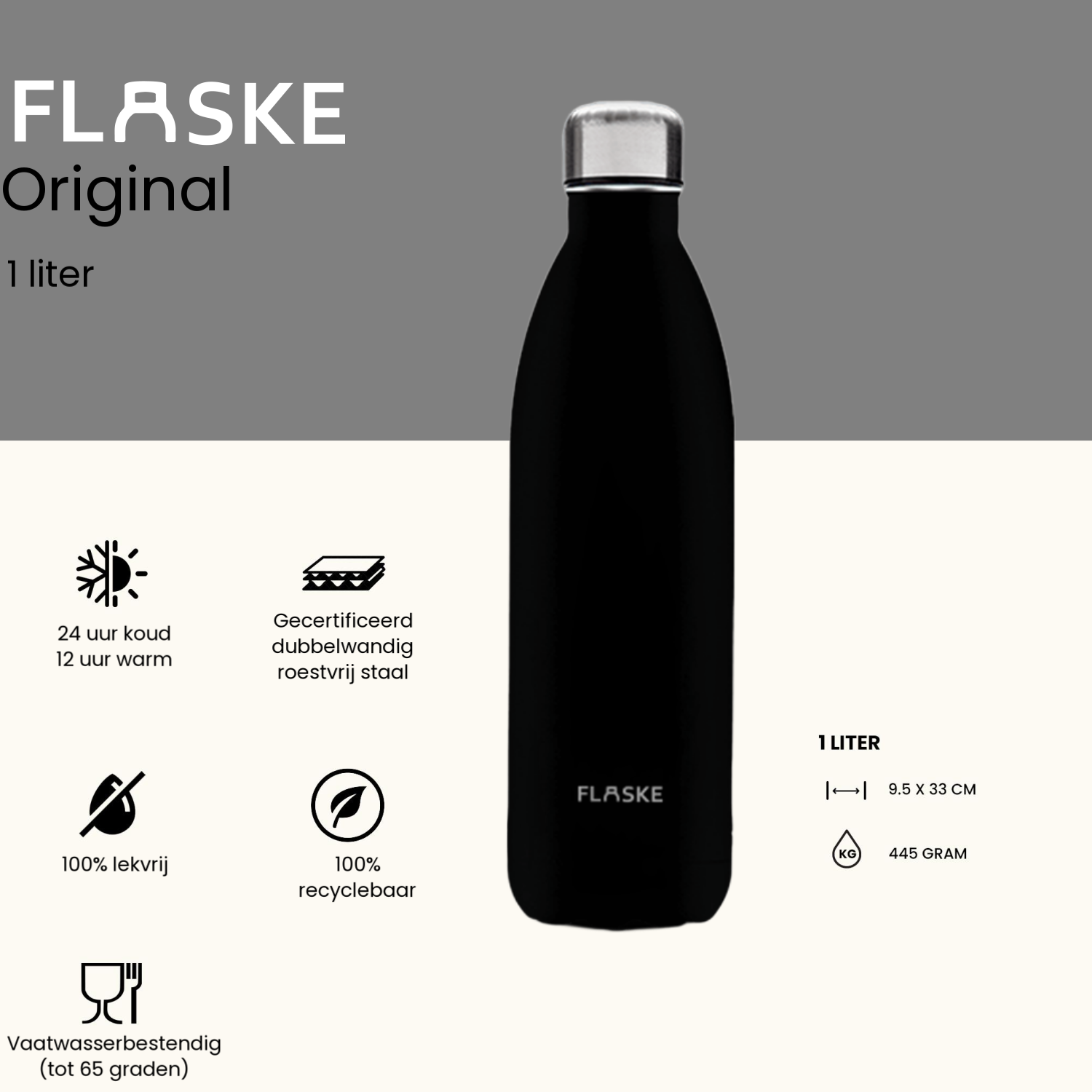 Flaske 1 liter  rvs drinkfles - night