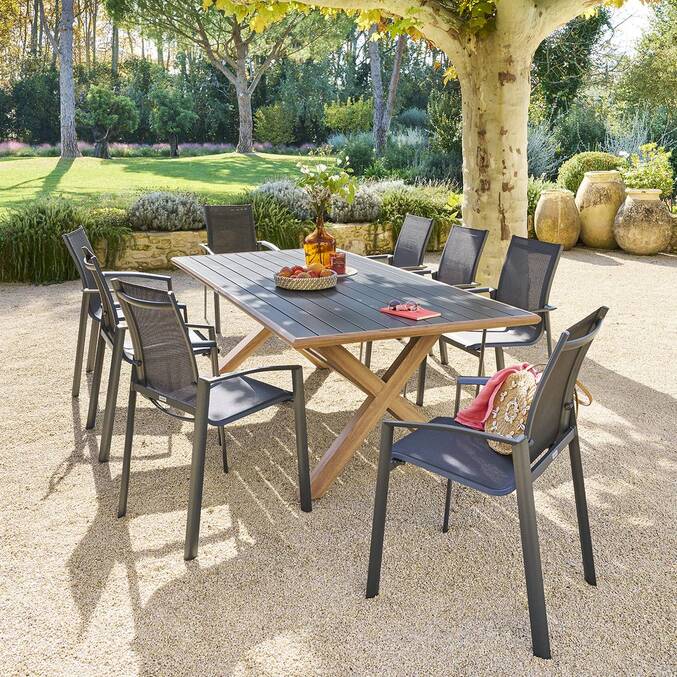 Table de jardin AXIOME Honey & Graphite