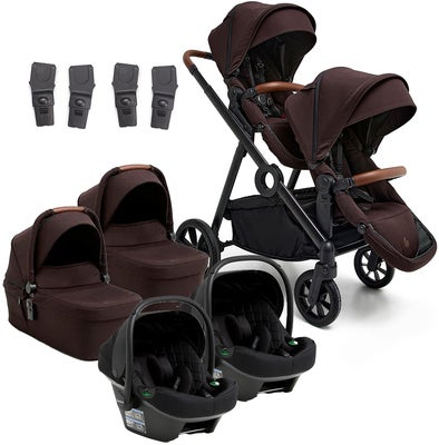 Beemoo Pro Multi 2 Tvillingvogn inkl. Route i-Size Babybilstol, Espresso Brown/Black Stone