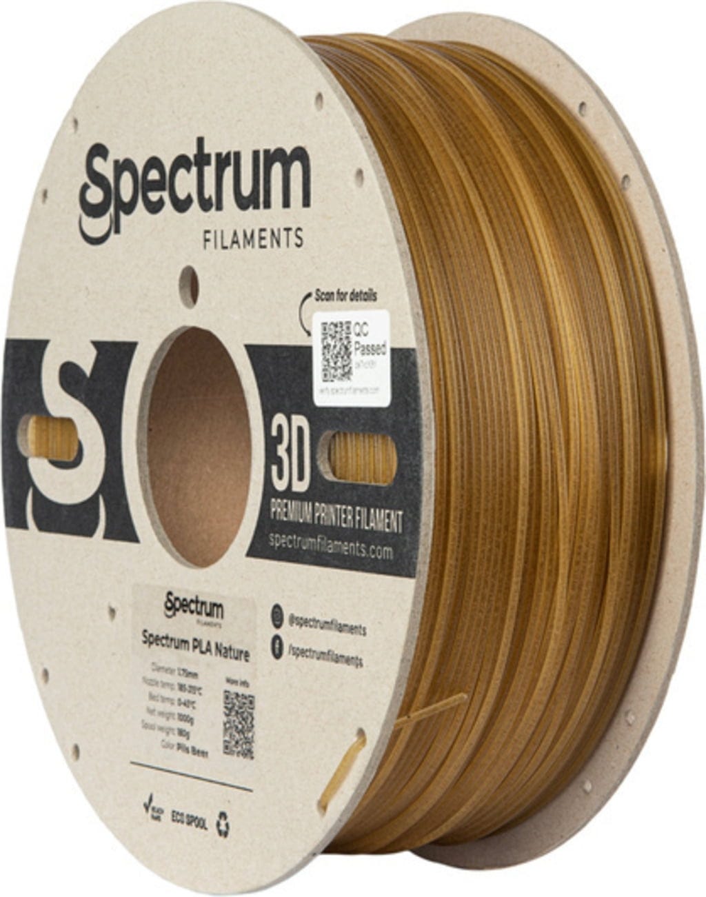 Spectrum  PLA Nature Pils Beer, 1,75 mm / 1000 g    PLA-Filament mit natürlichen Bio-Füllstoffen in Beer