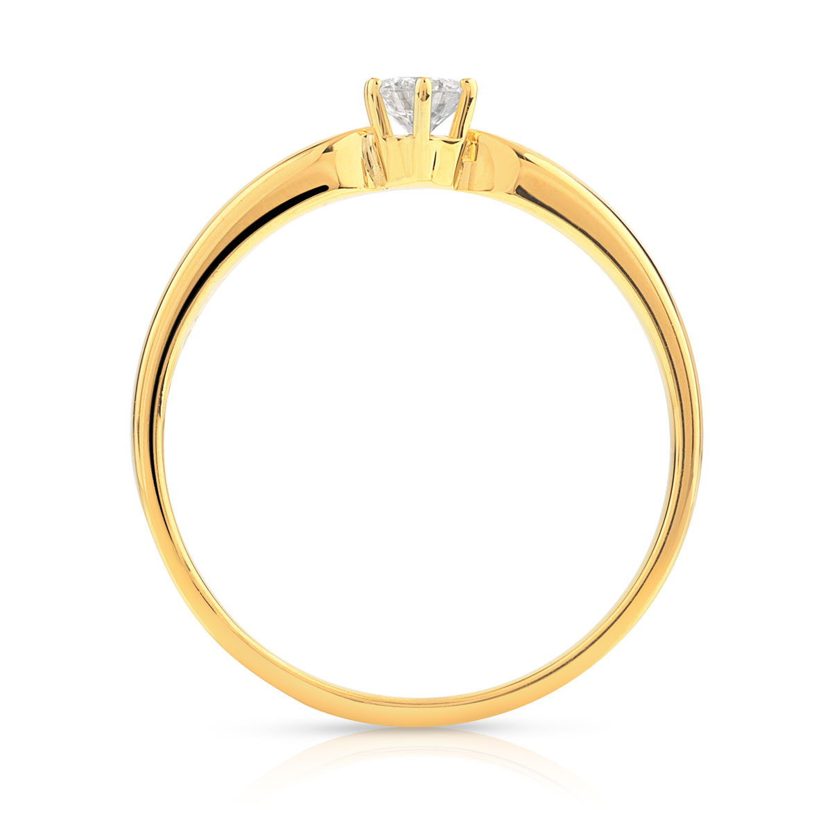 Bague solitaire or 750 diamant synthétique 0.15 carat