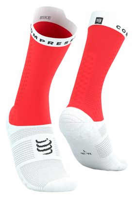 Chaussettes Compressport Pro Racing v4.0 Bike Rouge/Blanc