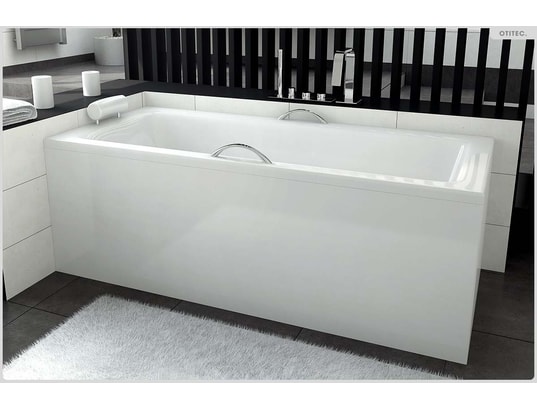 OTITEC - Baignoire rectangulaire - 160 x 75 cm - avec tablier blanc ...