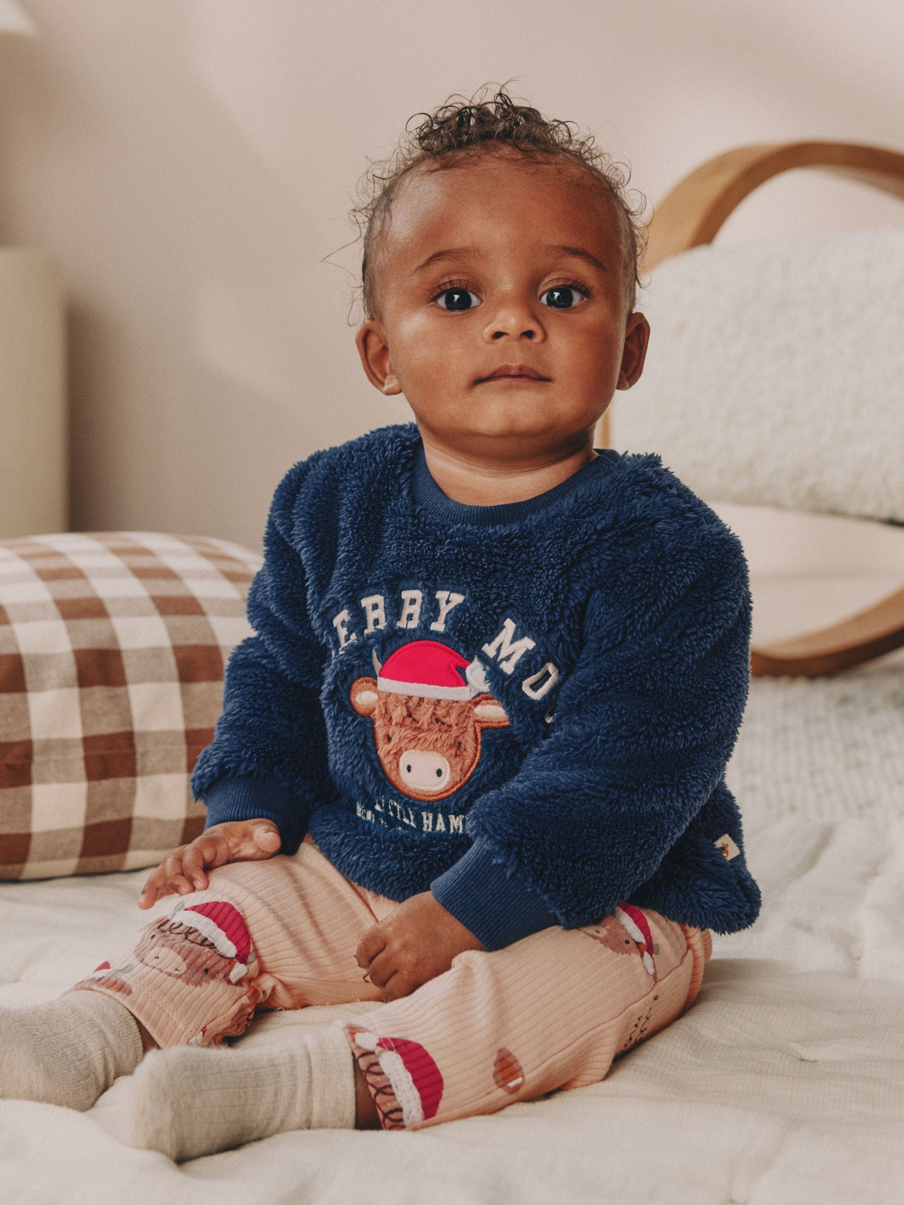 Navy Kerstmis Hamish - Babyset van fleece top en legging (0mnd-3jr)
