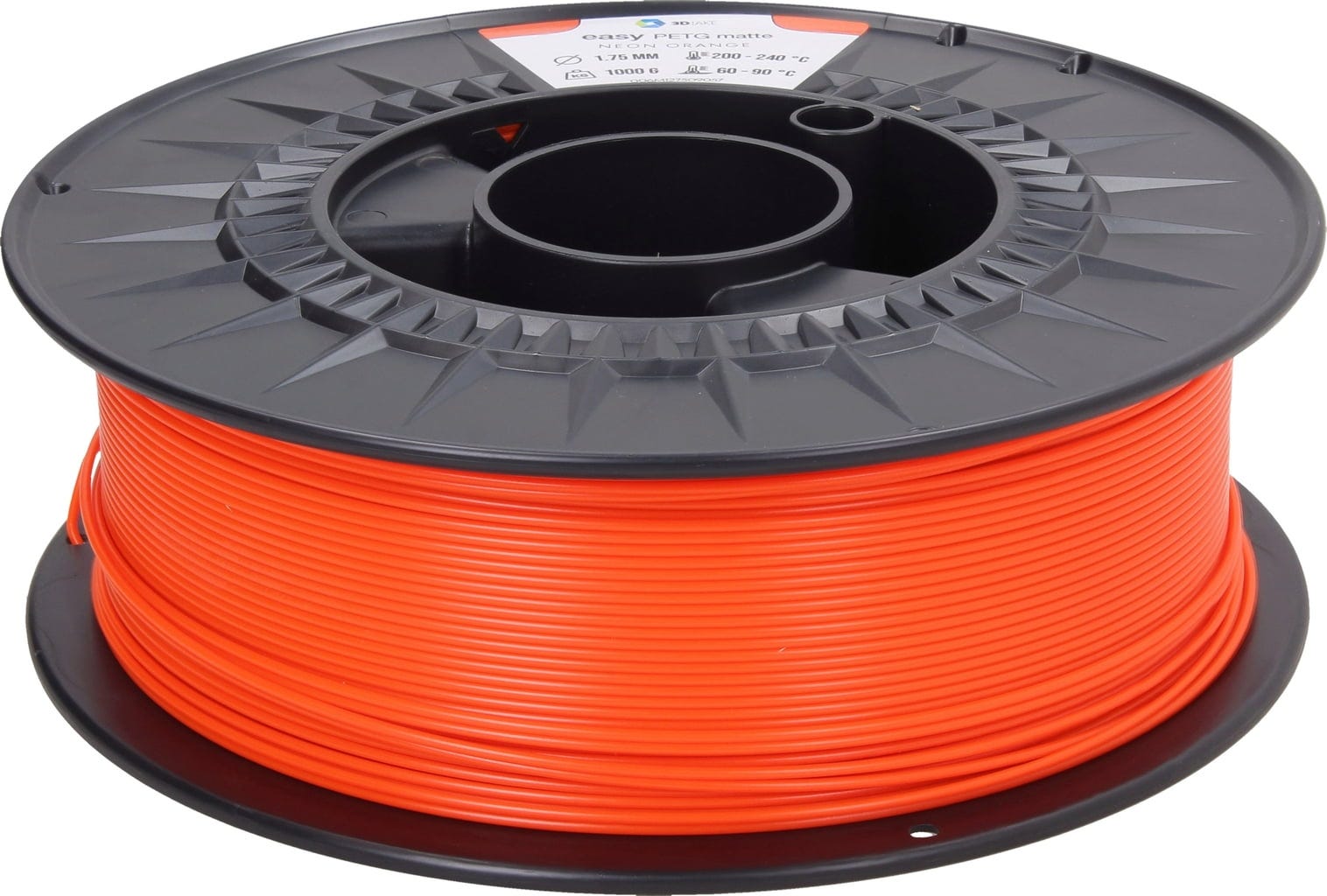 3DJAKE  easyPETG Matte Neon Orange, 1,75 mm / 1000 g    Modifiziertes PETG mit mattem Oberflächenfinish in Neon Orange