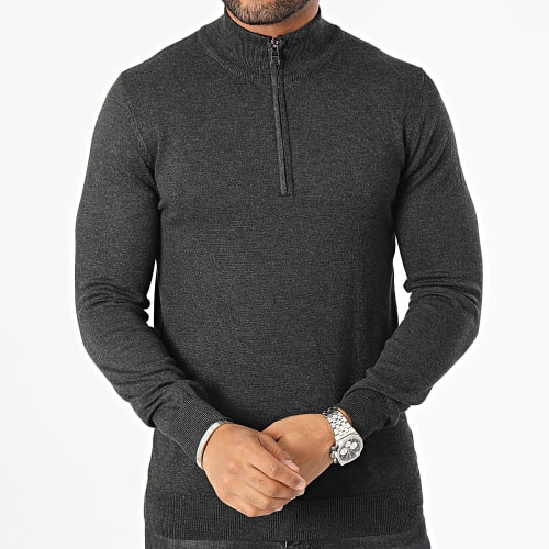 Pull Col Zippé Gris