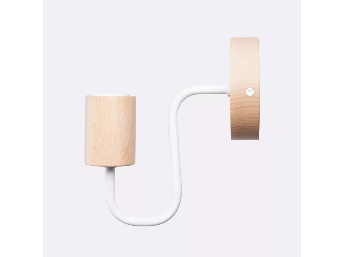 Applique Timbo grenier en acier/bois - 1 sources lumineuses - L.8 x H.18,5 cm - blanc/bois naturel