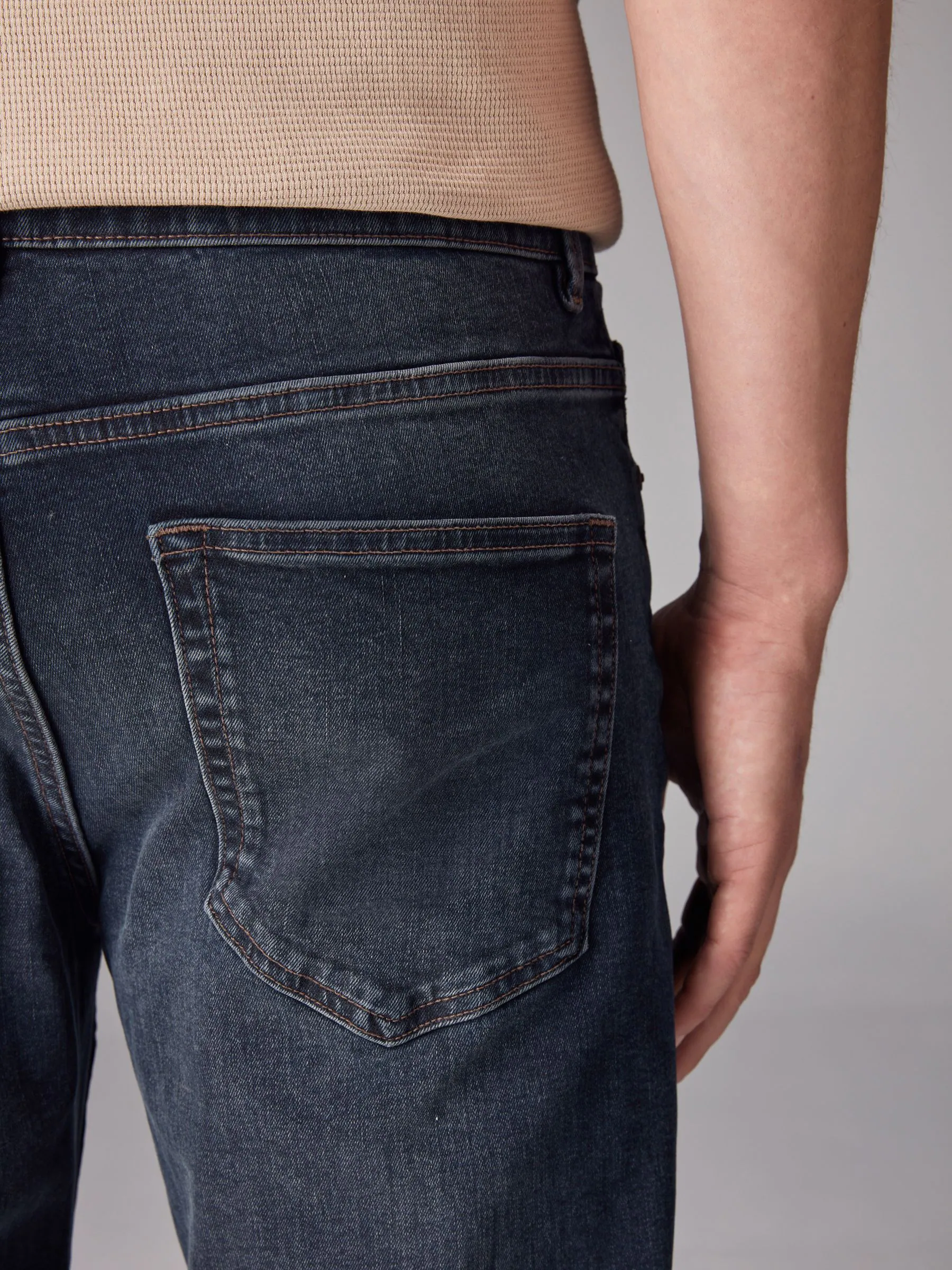 Donkerblauw - Rechte, klassieke jeans met stretch