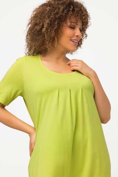 T-Shirt, Zierfalten, A-Linie, Rundhals, Halbarm, Modal