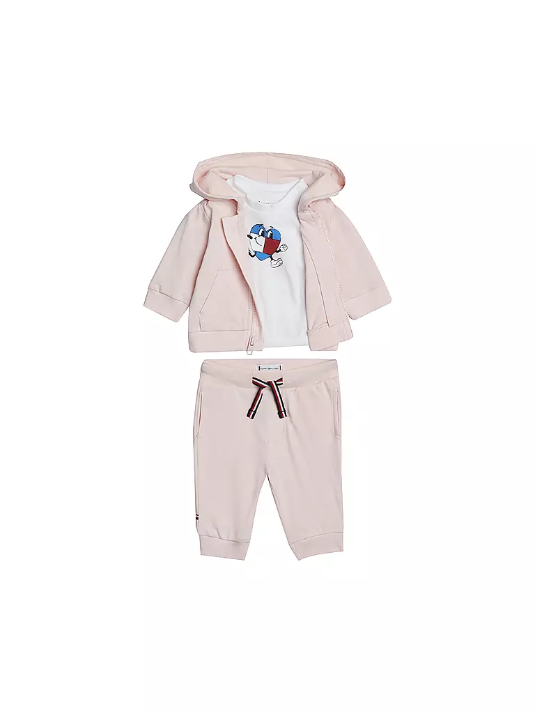 TOMMY HILFIGER Baby Set 3tlg Sweatjacke, T-Shirt und Hose rosa