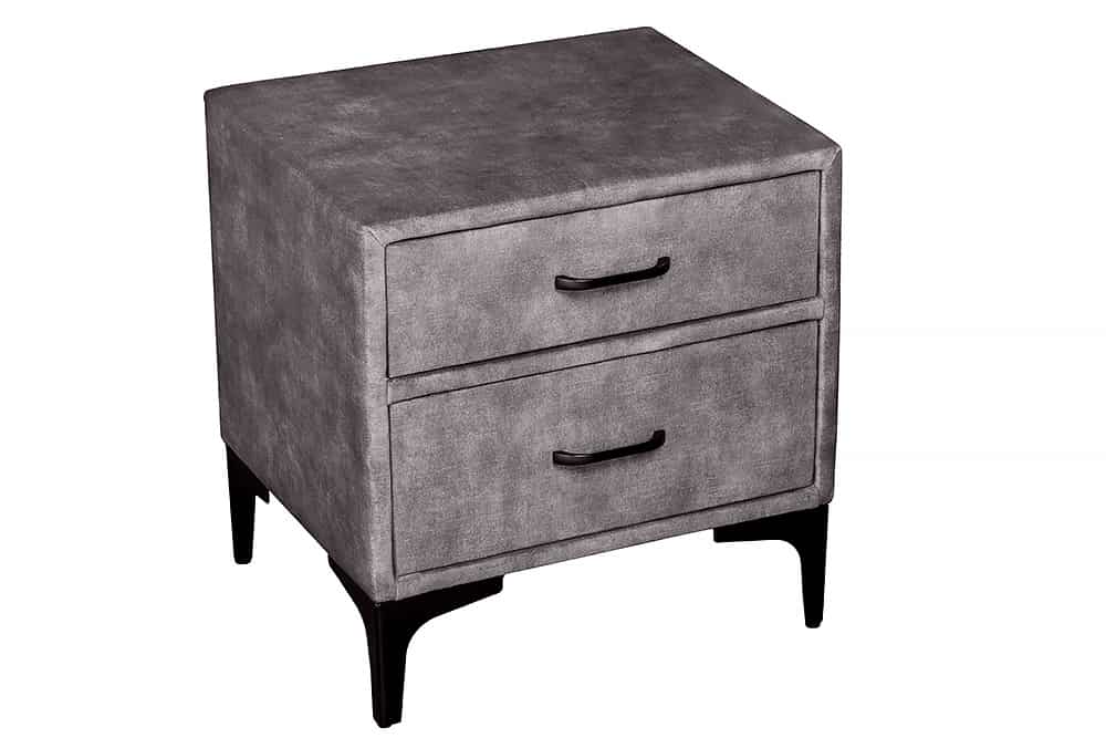 Design Nachttisch BOUTIQUE 50cm dunkelgrau Samt zwei Schubladen
