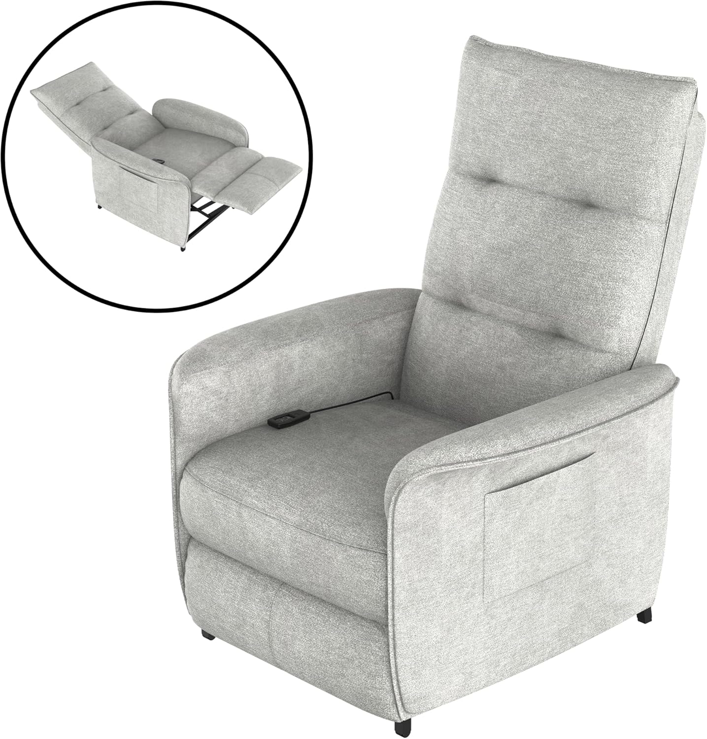 [en.casa] Elektrischer Sessel Relaxsessel mit Liegefunktion Elektronisches Einzelsofa Polstersessel Liegesofa Fernsehsessel Savukoski 102x58x81cm Hellgrau