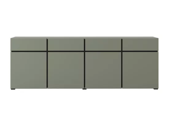 Buffet XL coloris vert sauge 225cm collection HAVANA. Bahut design avec 4 portes et 4 tiroirs.