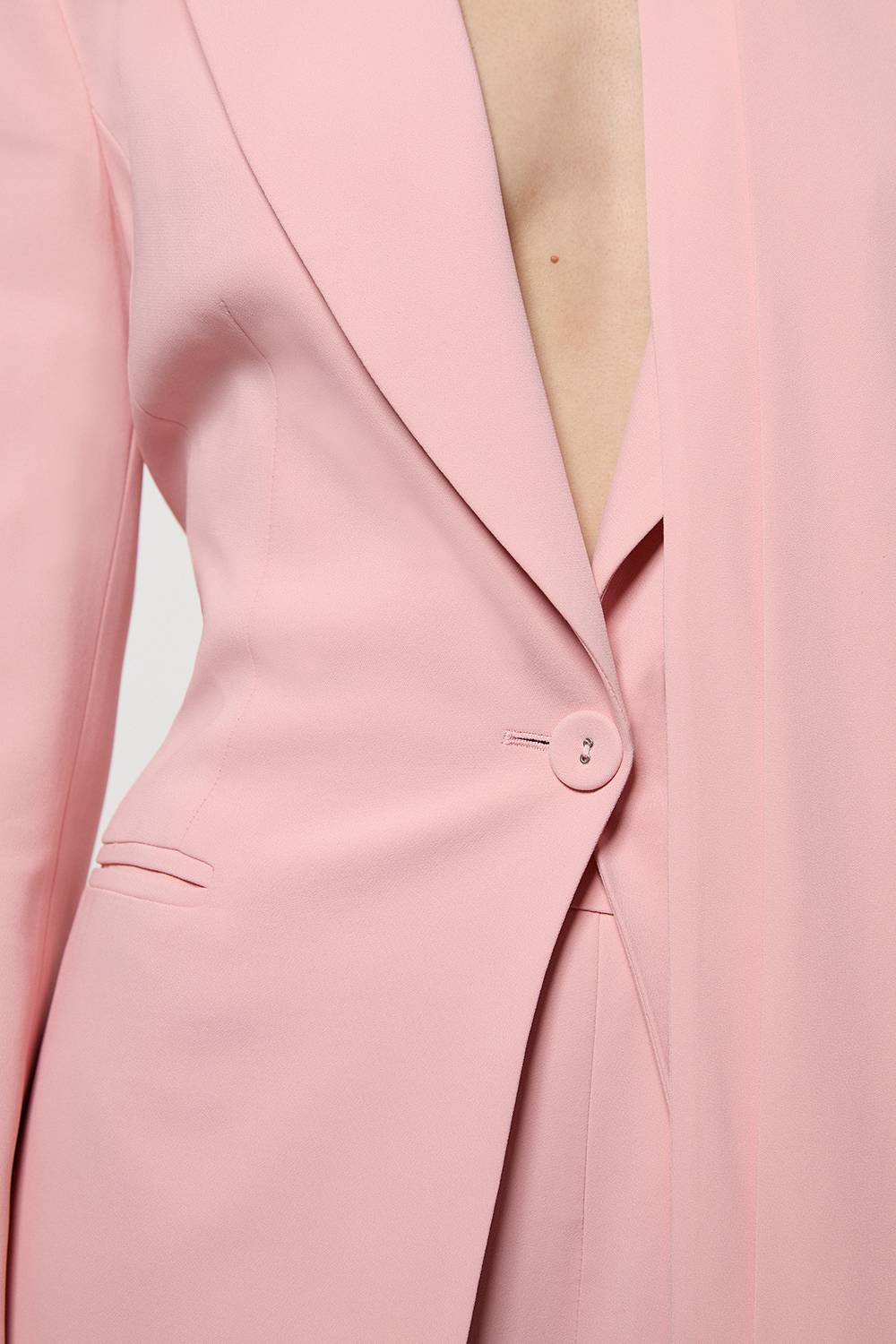 KarenMillen Blazer Tailleur en Viscose Stretch Compact à Col Cravate