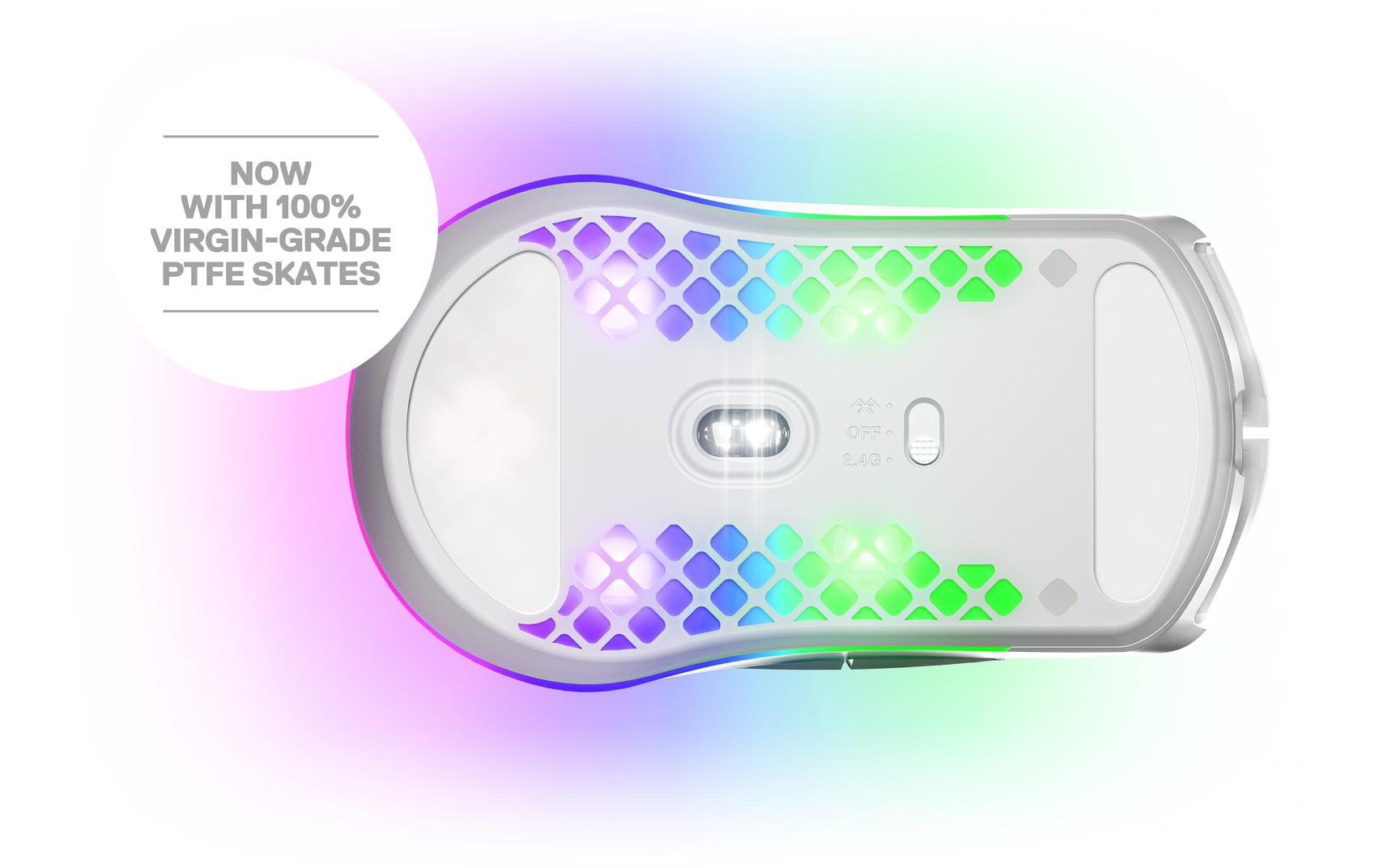 Gaming-Maus Aerox 3 Wireless WeissErgonomische, drahtlose Gaming-Mouse mit RGB-Beleuchtung