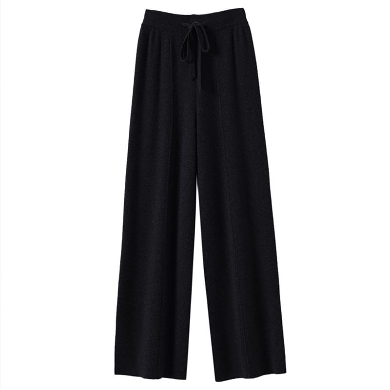 Gistinty - Effen, losse gebreide broek met trekkoord in de taille
