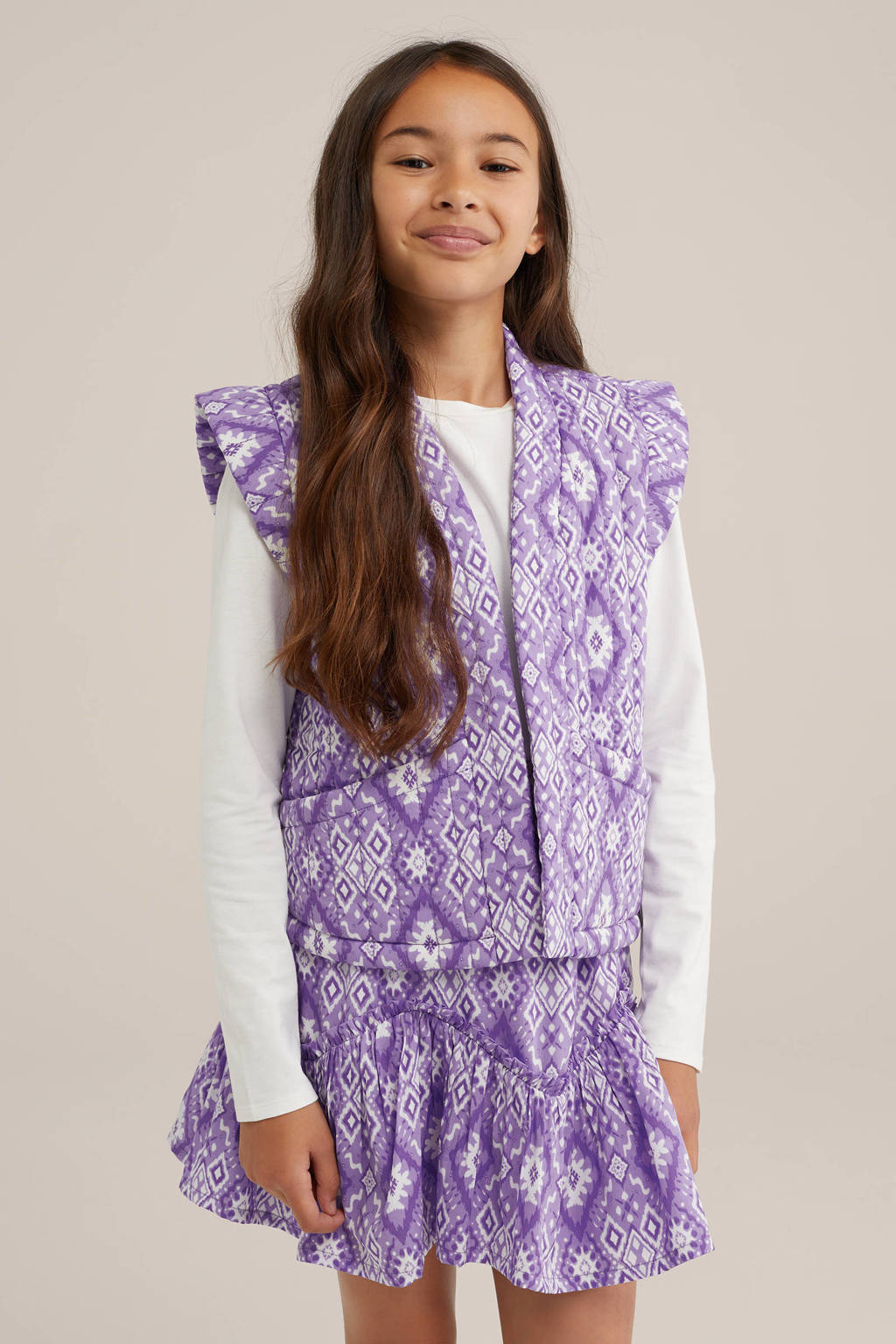 WE Fashion gilet lila/paars/wit