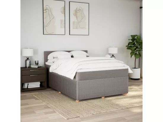 Sommier à lattes de lit avec matelas Taupe 140x190 cm Tissu