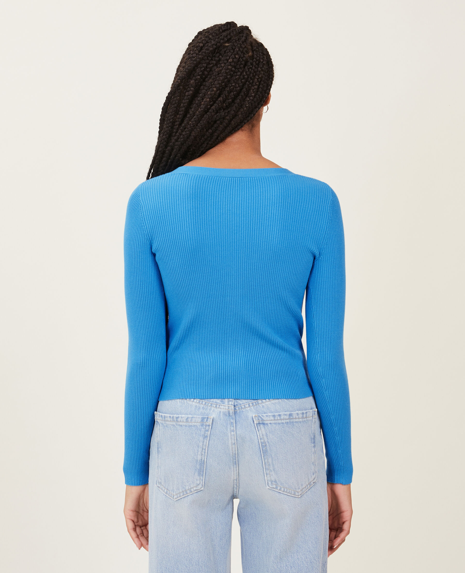 Gilet en maille côtelée - Bleu