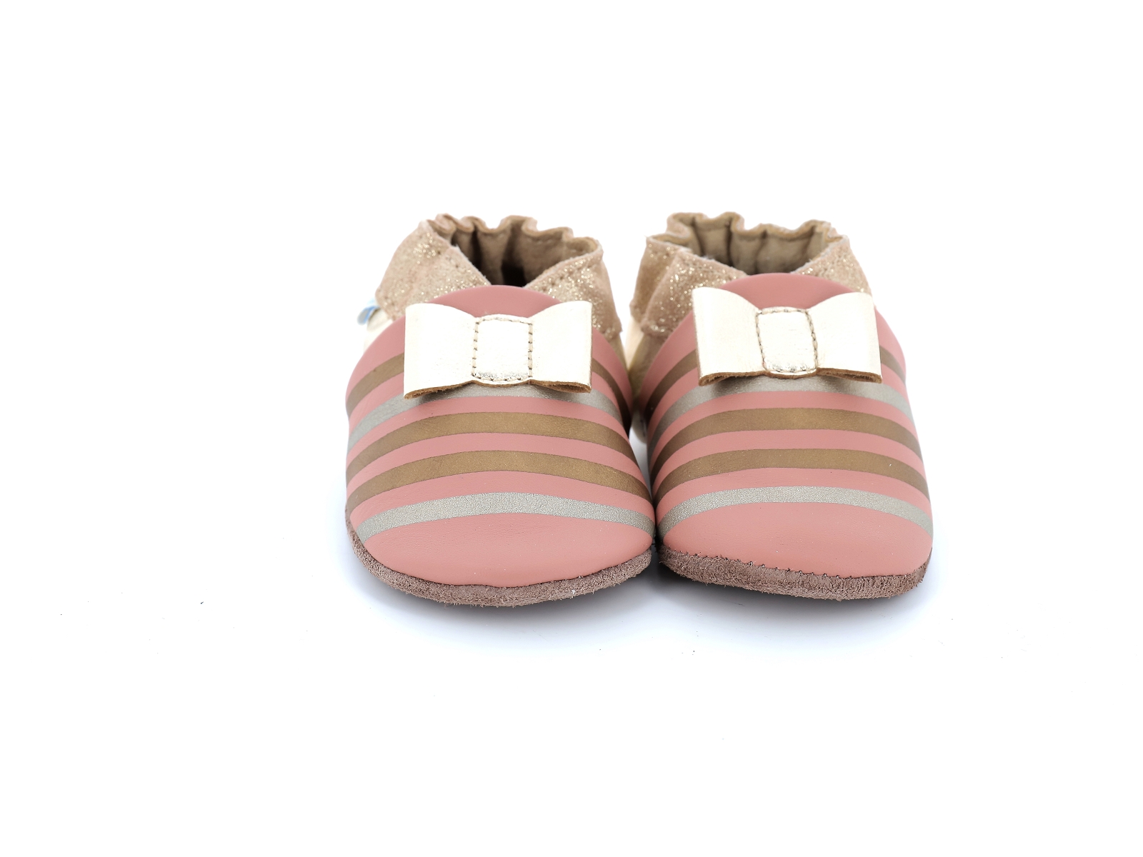 Robeez-SHINY BOW TIE Cuir Or rose