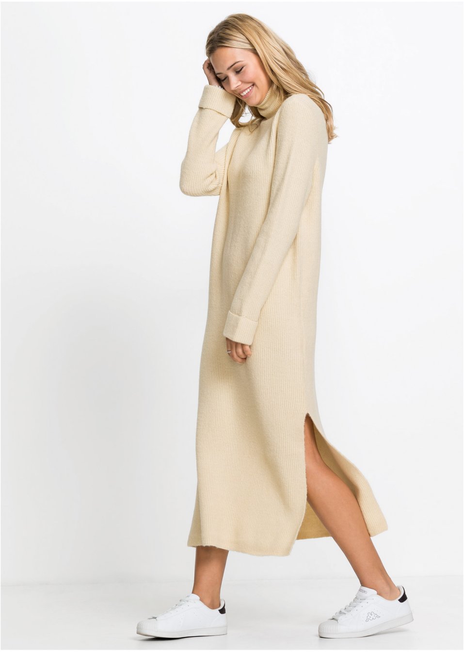 Robe en maille à col roulé