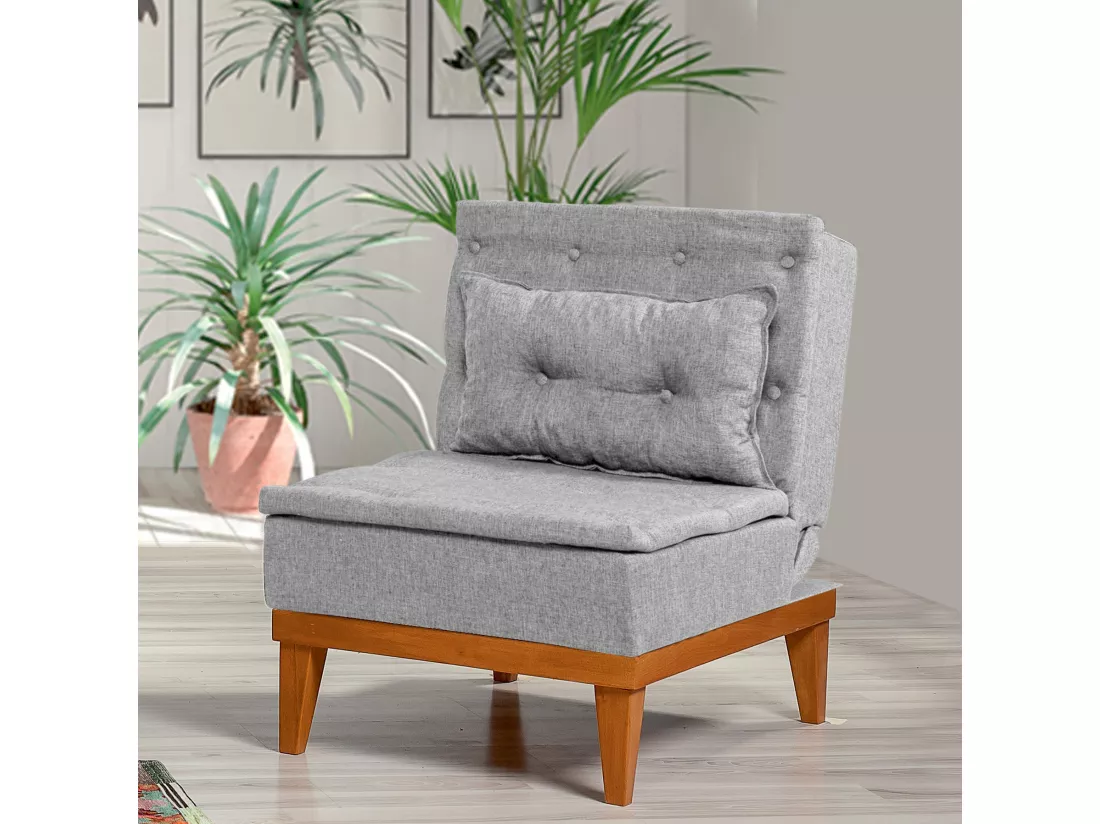 Fauteuil convertible tissu gris clair Sporka 62cm