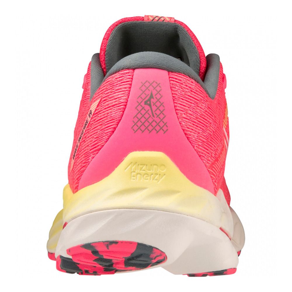 Mizuno WAVE INSPIRE 19 - Chaussures running Femme high-vis pink/snowwhite/luminous
