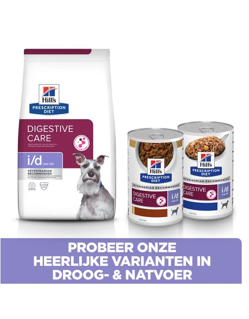 Hill's Prescription Diet I\/D Digestive Care Low Fat Stoofpotje  Blik - Hondenvoer - Kip Groente 156 g