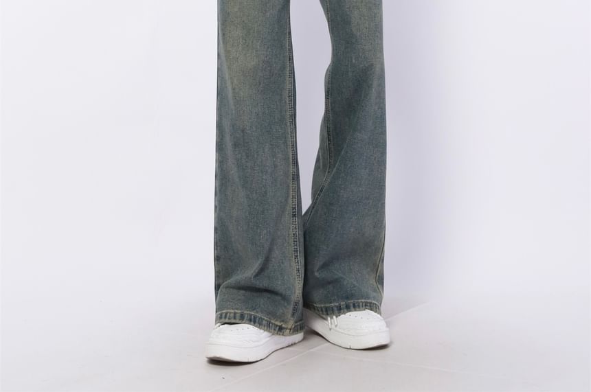 AXEN - Mid Rise Washed Wide Leg Jeans