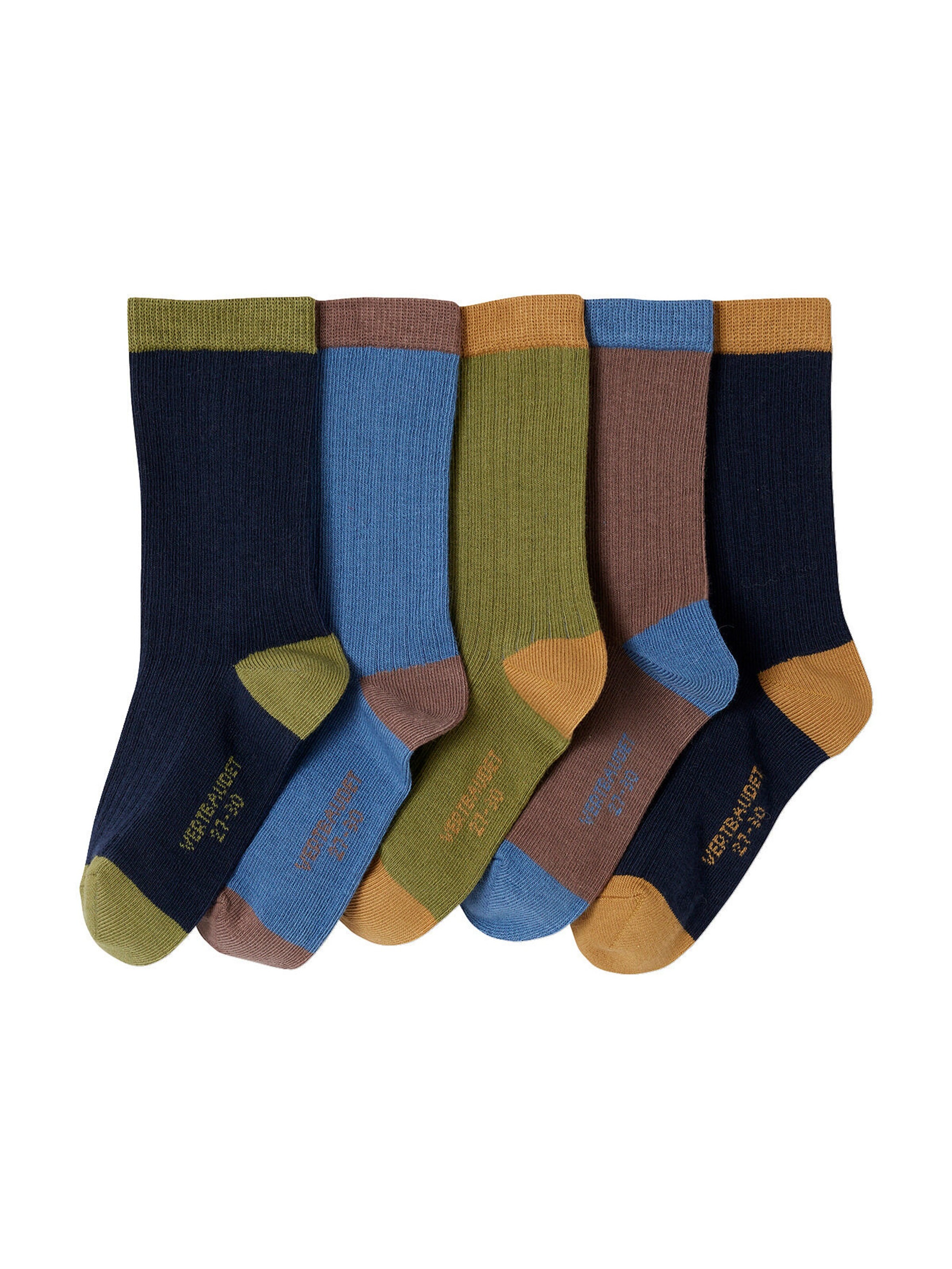 Vertbaudet 5er-Pack zweifarbige Jungen Socken aus Ripp nachtblau