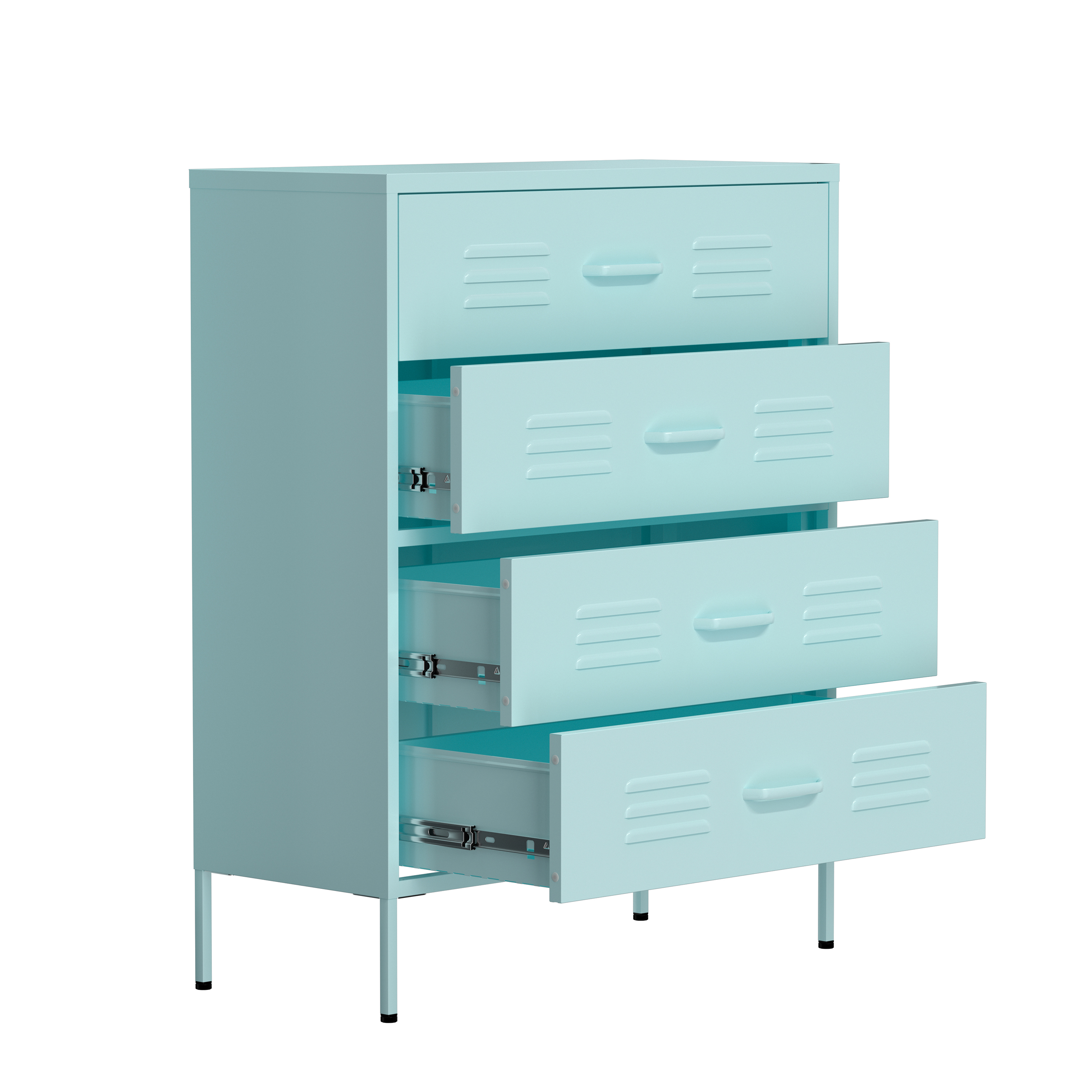 Kommode Metall KLAUS 4 Schubladen 80 x 101 cm mint