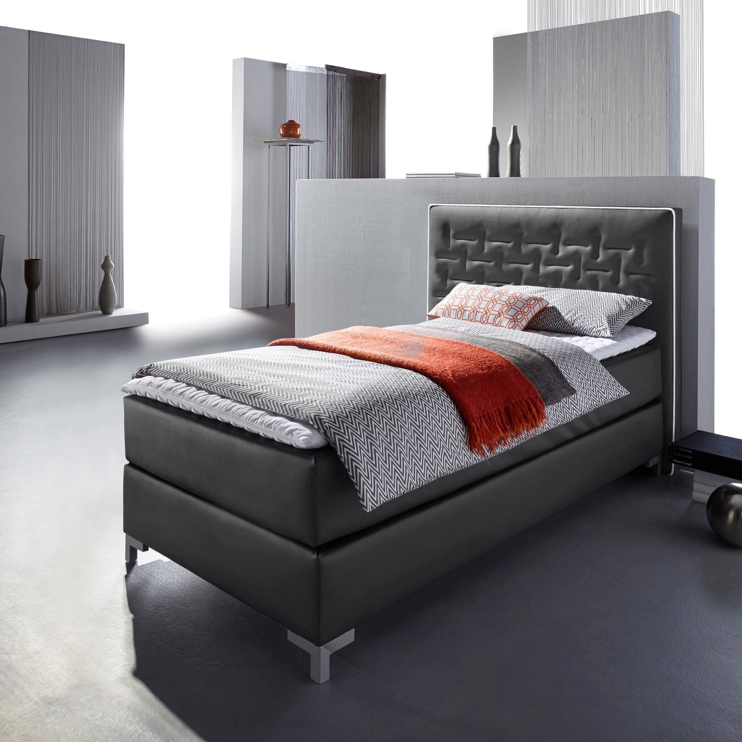 INOSIGN Boxspringbett »Coos« mit besonderer Steppung im Kopfteil, 3 Matratzenarten, 2 Härtegrade