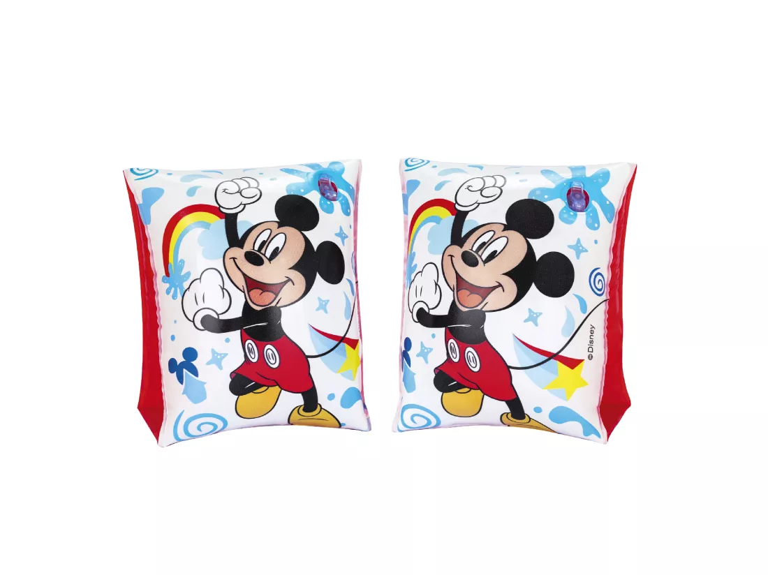 Brassards Gonflables pour Enfants de 3 à 6 ans Bestway 17x12 cm Design de Mickey Mouse Double Chambre à Air