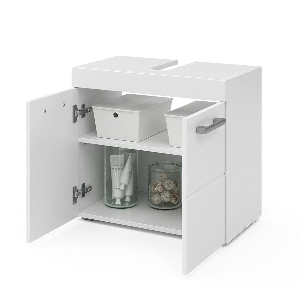 Vicco Waschtischunterschrank Waschbeckenunterschrank Badschrank Luna Weiß Skandi 60x56 cm Badezimmer Schrank Badmöbel Schranktür Schrankfach Ablage Aufbewahrung