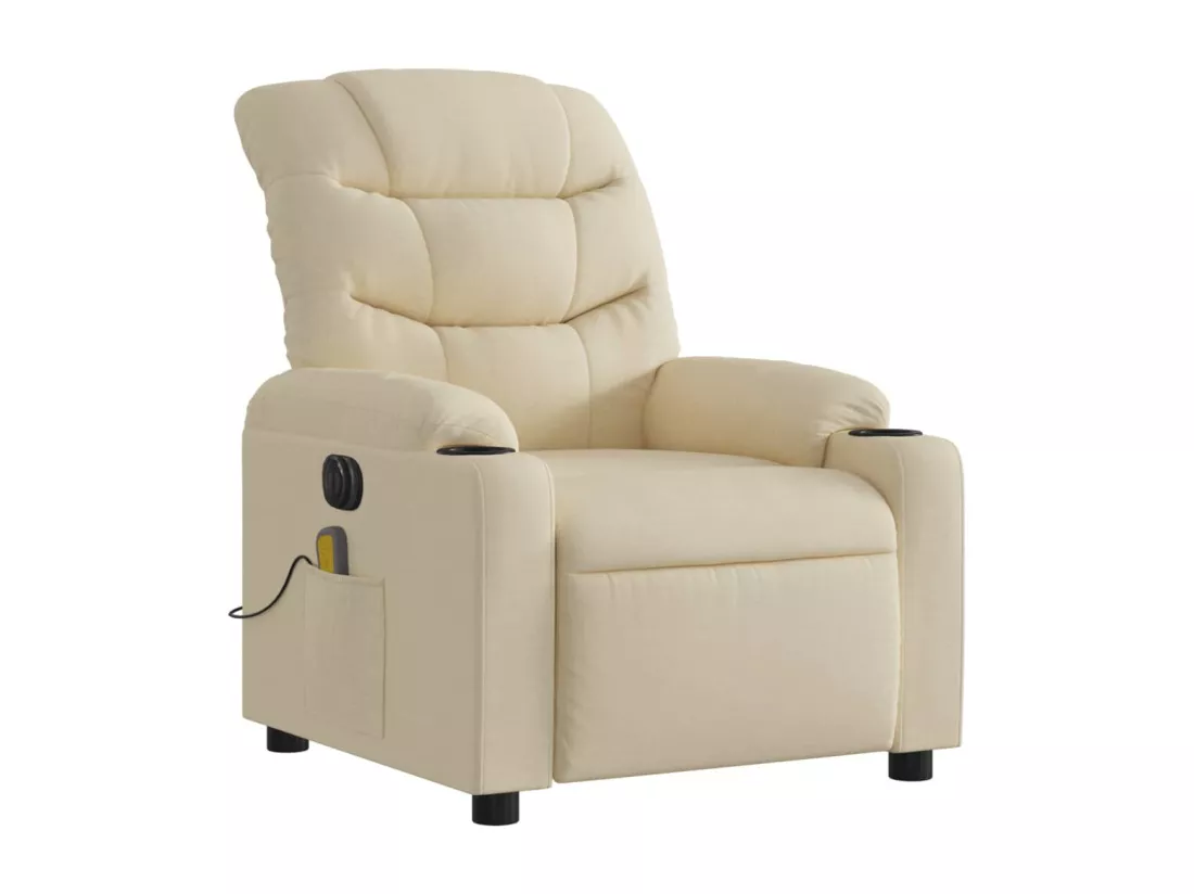 Fauteuil inclinable massant électrique crème tissu