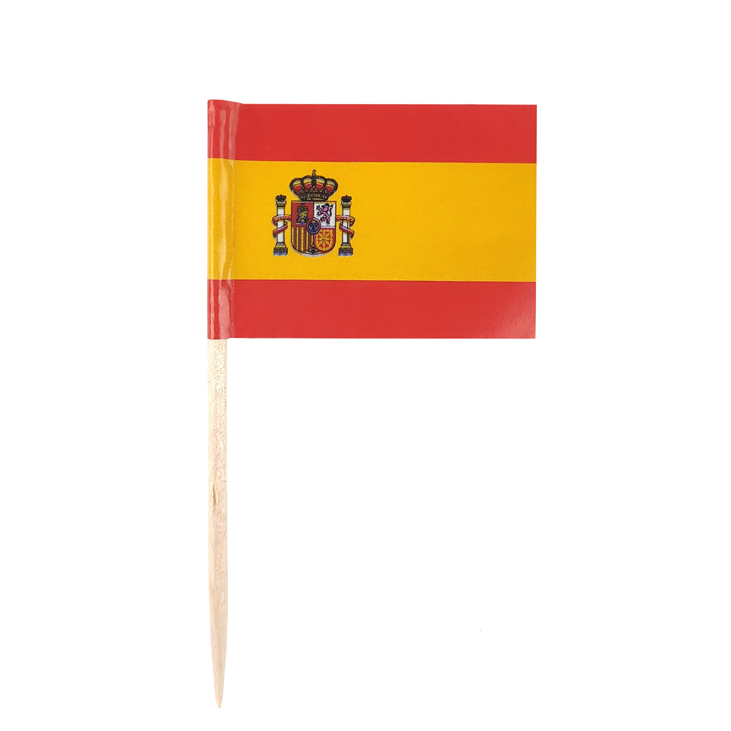 (100er Set) Cocktail Fähnchen Fingerfood Sticks Party Spiesse Deko Flaggen Zahnstocher - Spanien