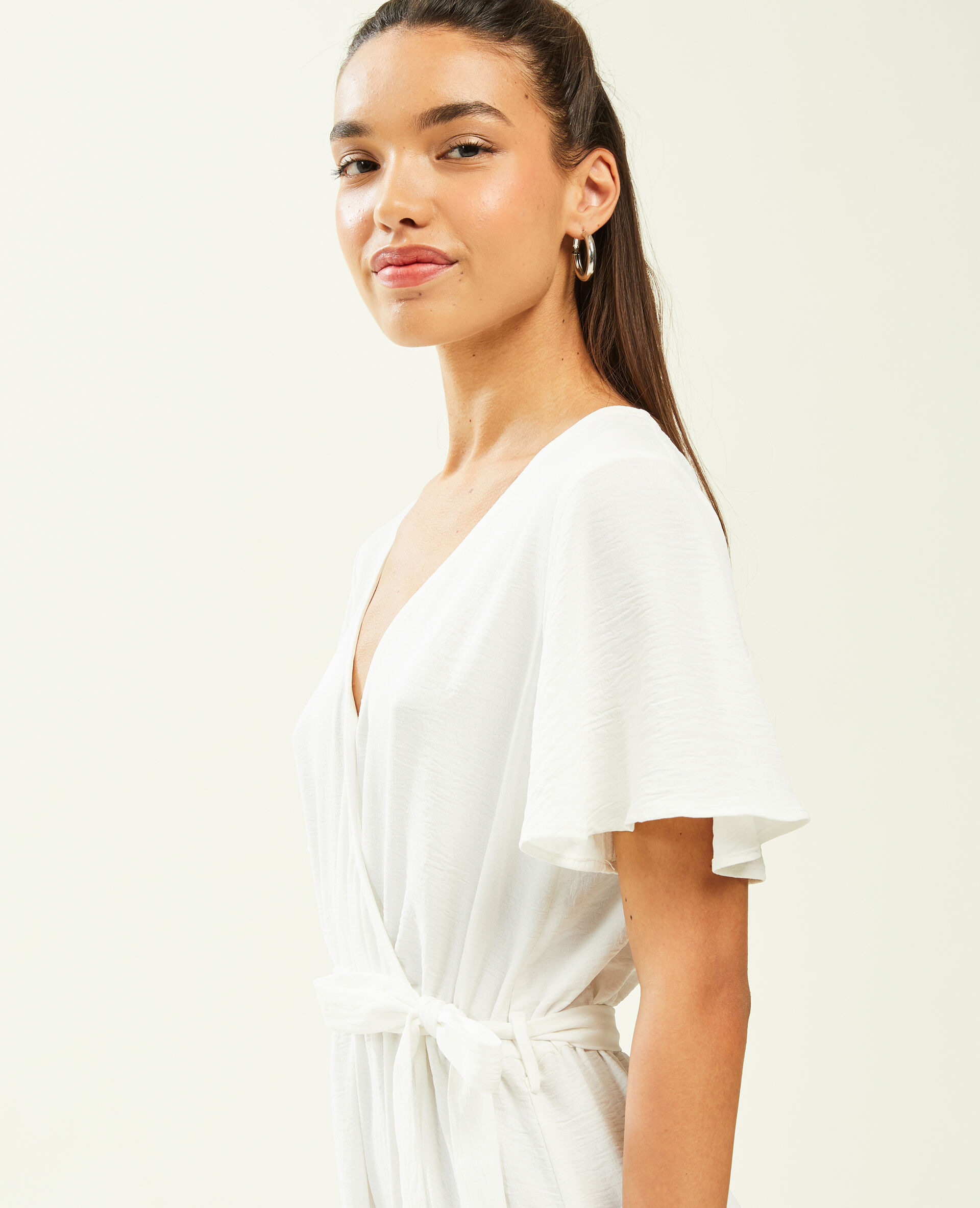 Robe longue à manches papillon - Blanc