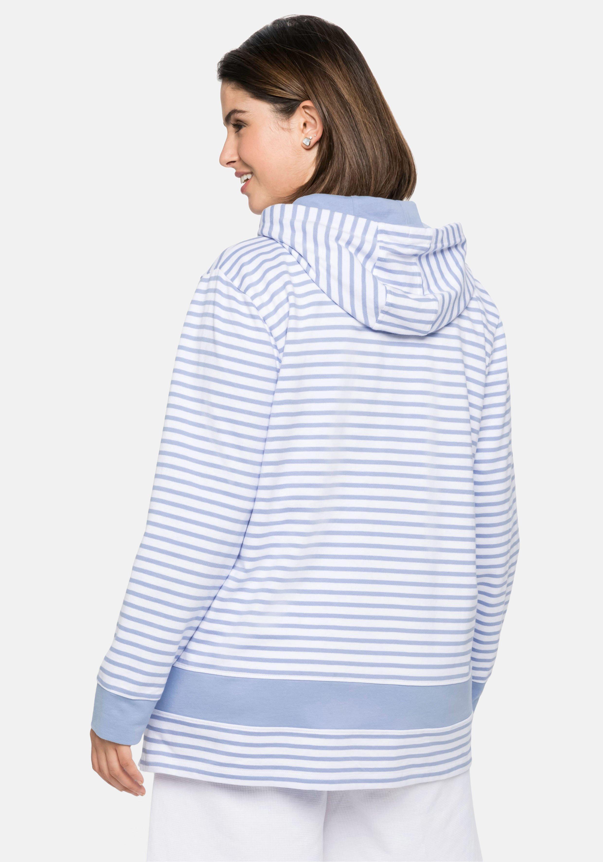 Geringelte Sweatjacke mit Kapuze