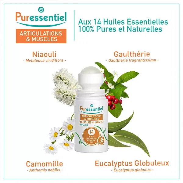 Puressentiel Roll-on para Articulações e Músculos com 14 Óleos Essenciais 75ml