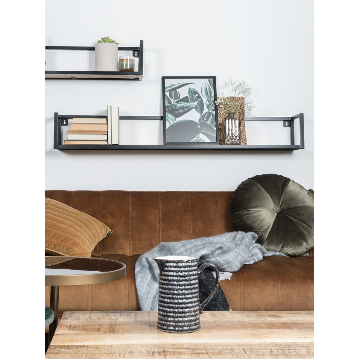 Wandplank Vintage Zwart Mangohout 140 cm