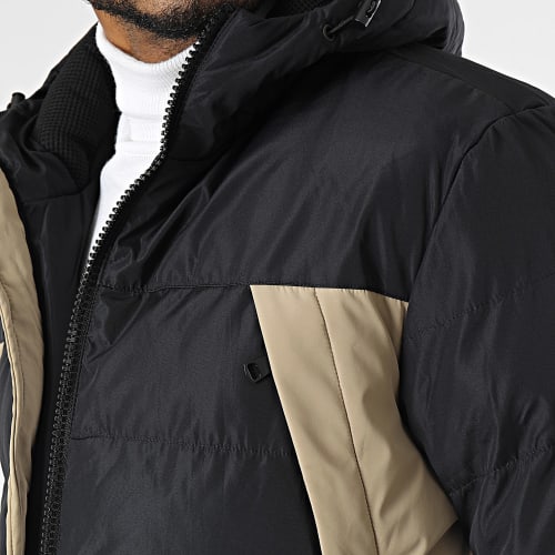 Doudoune Capuche Beige Noir