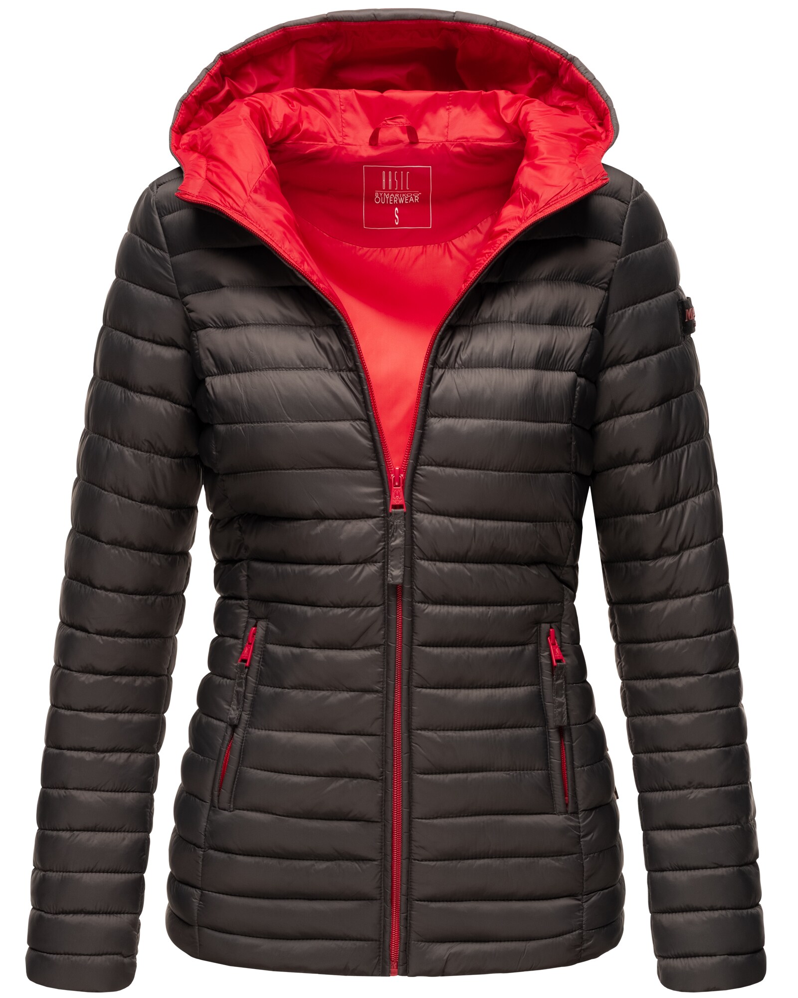 MARIKOO Damen Steppjacke Übergangsjacke mit kontrastfarbendem Reißverschluss Asraa