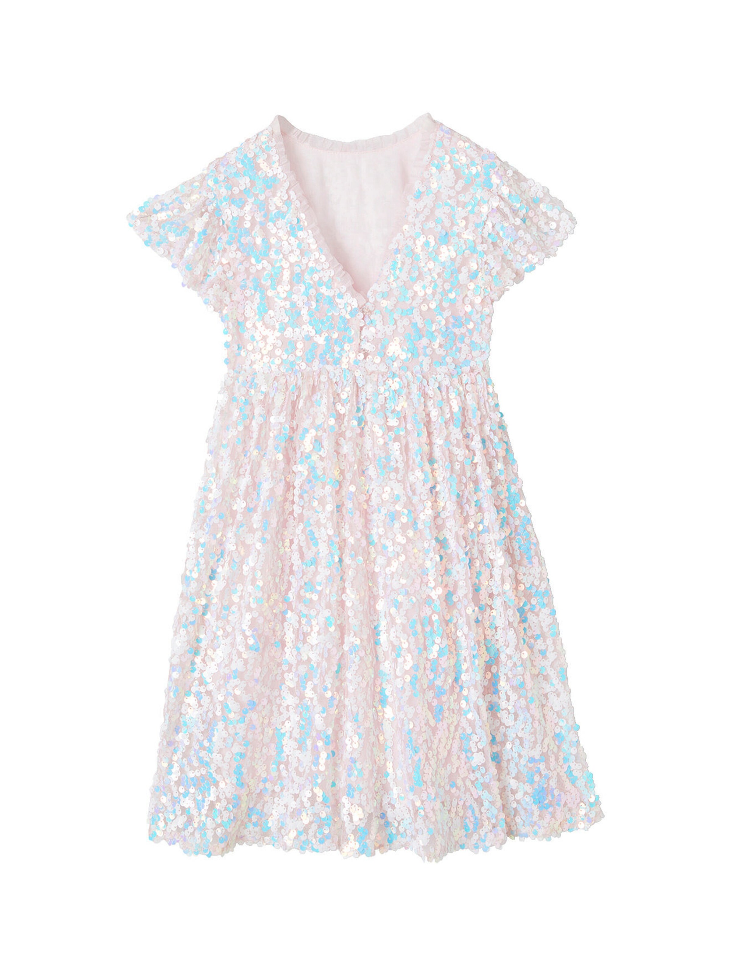Vertbaudet Festliches Mädchen Kleid mit Pailletten rosa schimmernd